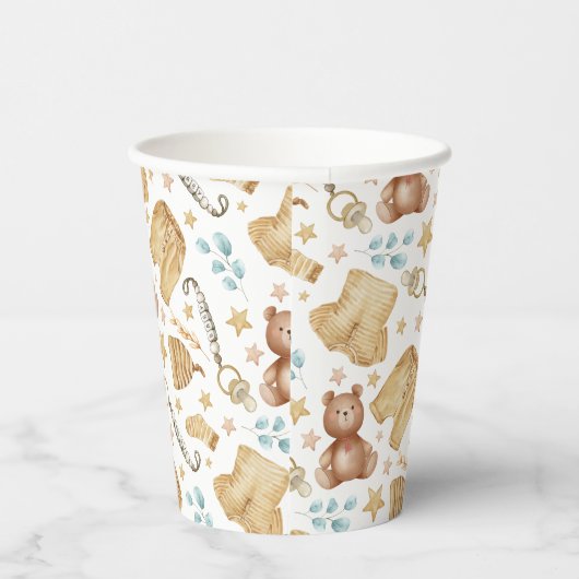 Gobelets En Papier Vêtements de bébé Boho Brown Baby shower tasses en (Droite)