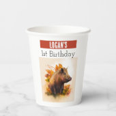Gobelets En Papier Vibes d'automne Boar - 1er anniversaire - (Verso)
