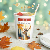 Gobelets En Papier Vibes d'automne Cerf - 1er anniversaire -