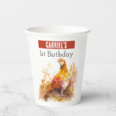 Gobelets En Papier Vibes d'automne Pheasant - 1er anniversaire - (Recto)