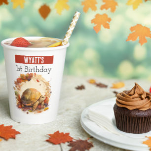 Gobelets En Papier Vibes d'automne Tortoise - 1er anniversaire -