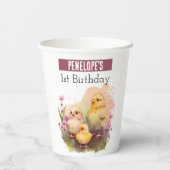 Gobelets En Papier Vibes de printemps Chicks - 1er anniversaire - (Verso)
