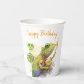 Gobelets En Papier Vibes d'été Aquarelle Chameleon - Joyeux anniversa (Verso)