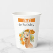 Gobelets En Papier Vibes d'été Llama - 1er anniversaire - (Verso)