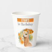 Gobelets En Papier Vibes d'été Llama - 1er anniversaire - (Recto)