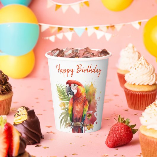 Gobelets En Papier Vibes d'été Parrot - Anniversaire