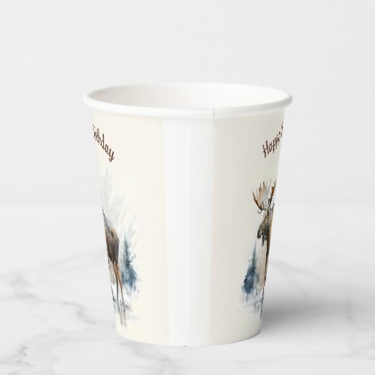 Gobelets En Papier Vibes d'hiver Aquarelle Oie - Fête d'anniversaire (Droite)