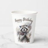 Gobelets En Papier Vibes d'hiver Raccoon - fête d'anniversaire - (Verso)