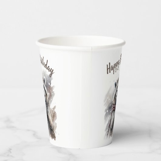 Gobelets En Papier Vibes d'hiver Raccoon - fête d'anniversaire - (Droite)