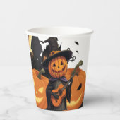 Gobelets En Papier Vibes du Citrouille Casquette sorcier Halloween (Recto)