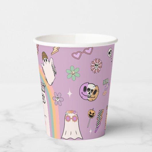 Gobelets En Papier Vibes éffrayantes Retro Amusement Halloween (Gauche)