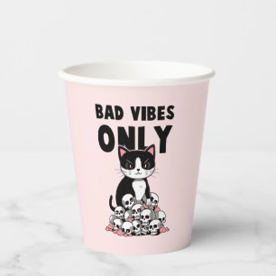 Gobelets En Papier Vibes incorrectes uniquement - Chat et crânes