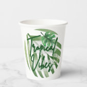 Gobelets En Papier Vibes tropicales - Palmier vert à thème  (Recto)