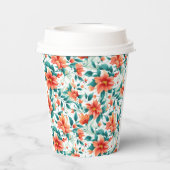 Gobelets En Papier Vibrant Orange Floral Garden Pattern - Elegant Tea (Verso)