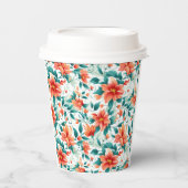 Gobelets En Papier Vibrant Orange Floral Garden Pattern - Elegant Tea (Recto)