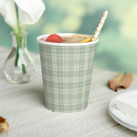 Gobelets En Papier Vichy vert sauge clair (Insitu)