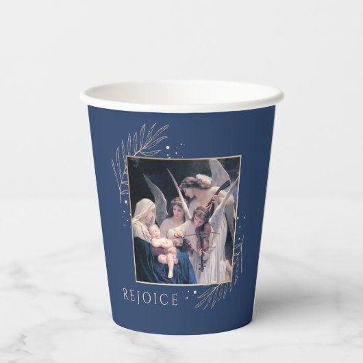 Gobelets En Papier Vierge et enfant avec les anges Vacances sacrées (Verso)