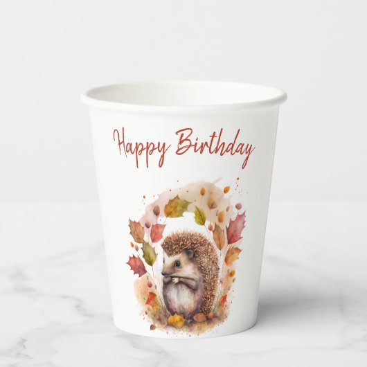 Gobelets En Papier Vies d'automne Hérisson - Anniversaire (Verso)
