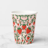 Gobelets En Papier Vignes florales roses et rouges Fraise (Verso)