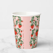 Gobelets En Papier Vignes florales roses et rouges Fraise (Gauche)