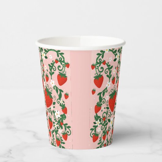 Gobelets En Papier Vignes florales roses et rouges Fraise (Gauche)