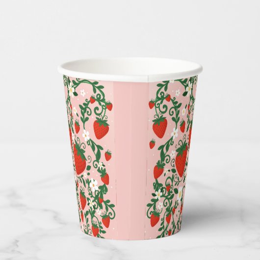 Gobelets En Papier Vignes florales roses et rouges Fraise (Droite)