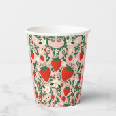 Gobelets En Papier Vignes florales roses et rouges Fraise (Recto)