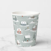 Gobelets En Papier Village d'hiver Motif de la scène de neige (Verso)