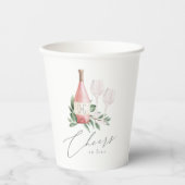 Gobelets En Papier Vin rosé à l'aquarelle Botanique À la santé de l'a (Recto)