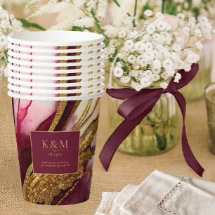 Gobelets En Papier Vin rouge Mariage Abstrait Sparkling ID1018