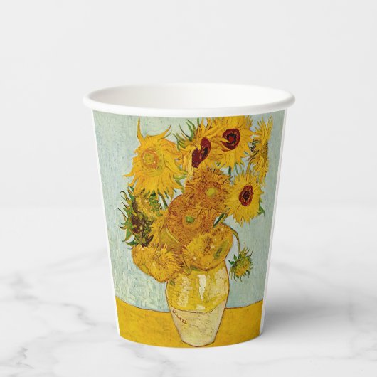 Gobelets En Papier Vincent Van Gogh 12 Tournesols Impressionniste (Verso)