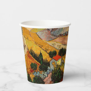 Gobelets En Papier Vincent van Gogh - Paysage, Maison et Laboureur