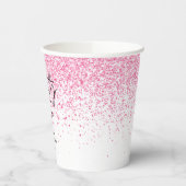 Gobelets En Papier Vingt et une Parties scintillant rose chaud étince (Gauche)