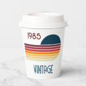 Gobelets En Papier Vintage 1985 Retro Stripe Sun (Verso)