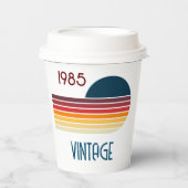 Gobelets En Papier Vintage 1985 Retro Stripe Sun (Recto)