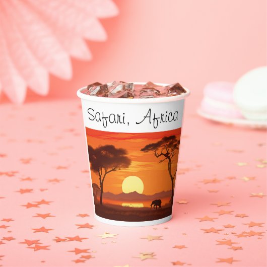 Gobelets En Papier Vintage African Safari (Insitu)