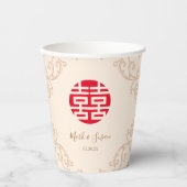 Gobelets En Papier Vintage cadre Double bonheur Mariage (Recto)