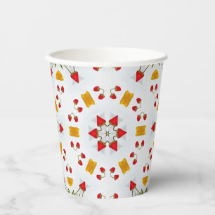 Gobelets En Papier Vintage de fleurs du milieu du siècle atomique
