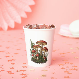 Gobelets En Papier Vintage Fly Agaric Mushroom Illustration