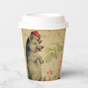 Gobelets En Papier Vintage Français Porte-Cartes Postales Avec Couron