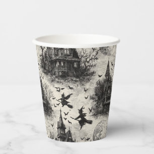 Gobelets En Papier Vintage Haunted House et sorcier Toile Motif