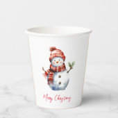 Gobelets En Papier Vintage Joyeux Noël & Snowmen (Recto)