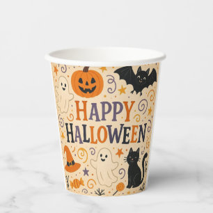 Gobelets En Papier Vintage, mignonne chauve-souris d'halloween, fantô