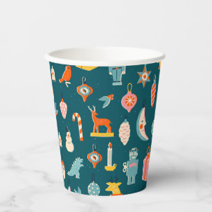 Gobelets En Papier Vintage Noël Ornements Motif