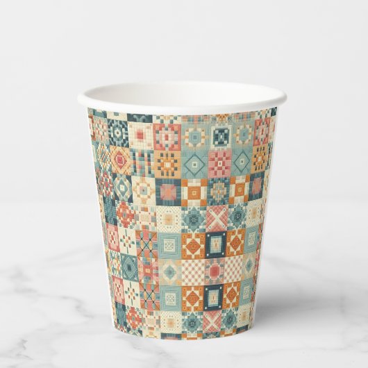 Gobelets En Papier Vintage, patchwork, paré (Recto)
