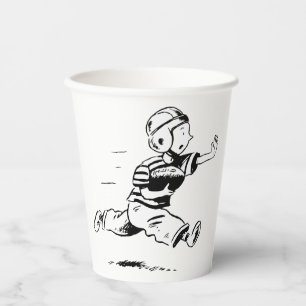 Gobelets En Papier Vintage Petit Garçon Jouant au Football Américain