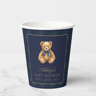 Gobelets En Papier Vintage Polo Teddy Bear Baby Shower Paper Cups