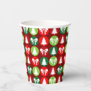 Gobelets En Papier vintage rétro Arbres de Noël et Vaches Motif