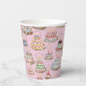 Gobelets En Papier Vintage Retro Joyeux gâteaux d'anniversaire (Verso)