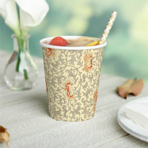 Gobelets En Papier Vintage rose gris botanique